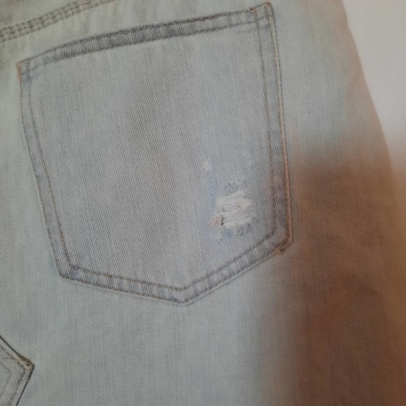 Free People Skirt Silver Lake Denim Mini High Rise Pleated Frayed Hem Size 27 - Picture 8 of 12